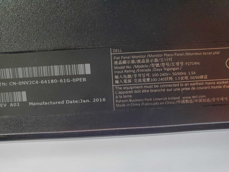 Dell P2714Hc Monitor IPS LED 2560 X 1440 16:9 DVI-D VGA D (