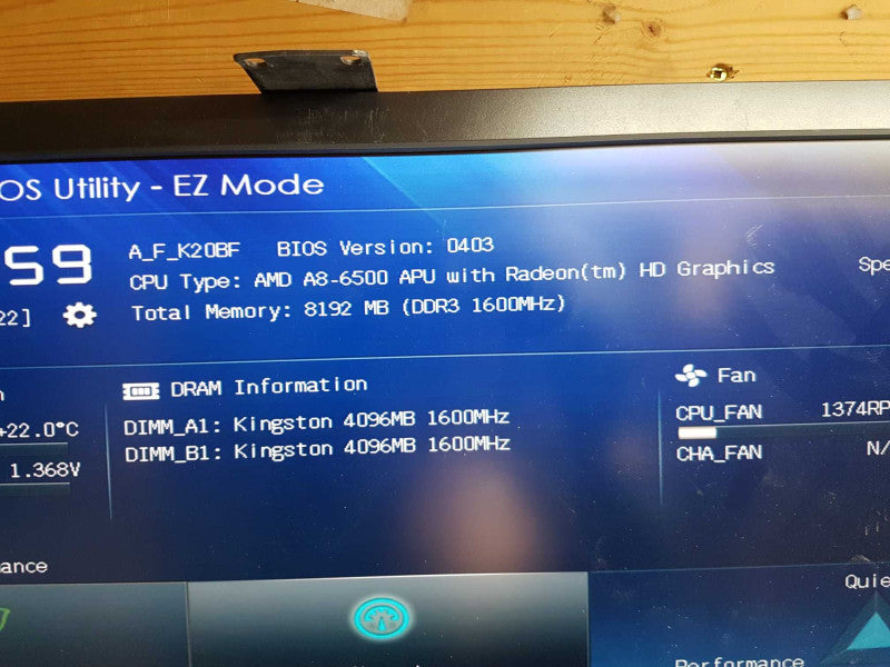 asus RTL8821AE AMD A8-6500 APU / 8gb ram Dual Channel / A_F_K20BF Mobo #
