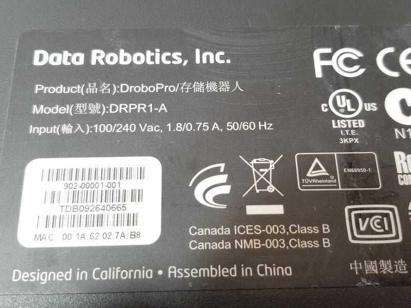 Data Robotics Drobo Pro DRPR1-A 8-Slot Direct Attached Storage 2x 2TB HDDs _