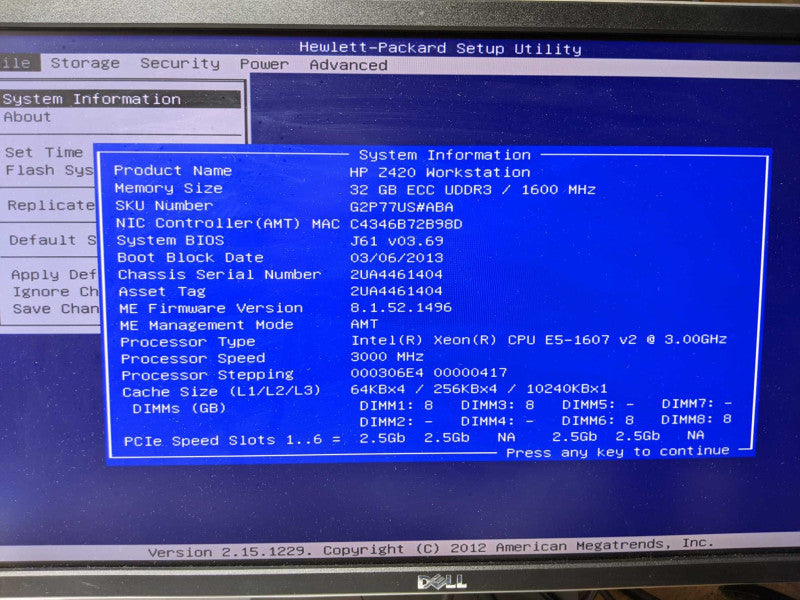 HP Z420 WS Xeon E5-1607 @ 3.0GHz 32GB UDDR3 GPU No HDD