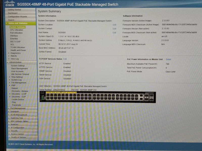 Cisco SG550X-48MP-K9 48-Port Gigabit PoE Stackable Managed switch _