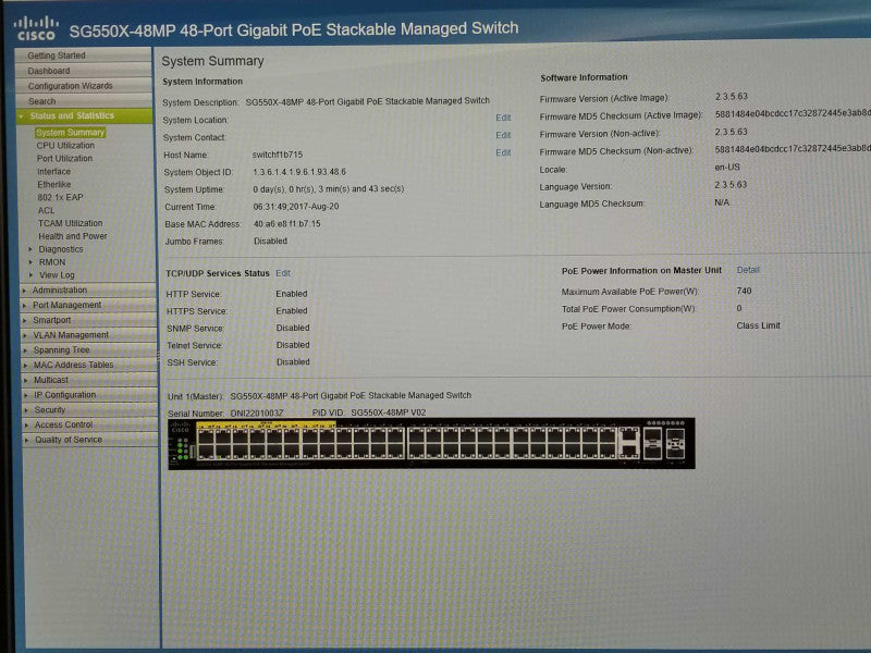 Cisco SG550X-48MP-K9 48-Port Gigabit PoE Stackable Managed switch _