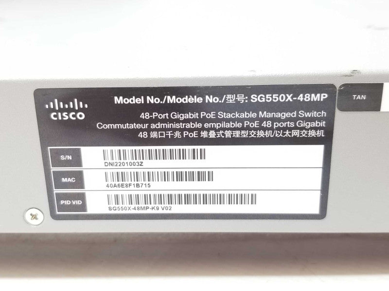 Cisco SG550X-48MP-K9 48-Port Gigabit PoE Stackable Managed switch _