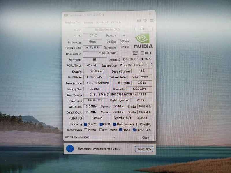 Nvidia Quadro 5000 2GB GDDR5 PCI-E Dual DisplayPort DVI Graphic Card (