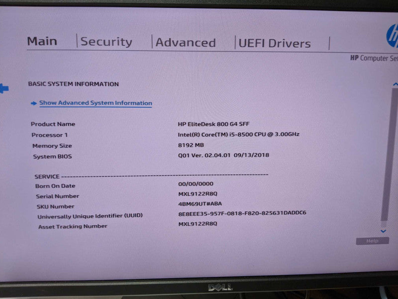 HP EliteDesk 800 G4 SFF i5-8500 @ 3.0GHz 8GB DDR4 VGA 2x DP