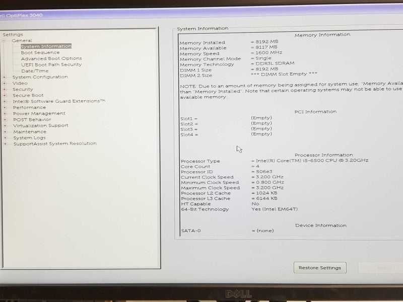 Dell Optiplex 3040, Core I5-6500 3.2GHz, 8GB RAM, 1x HDD Tray _