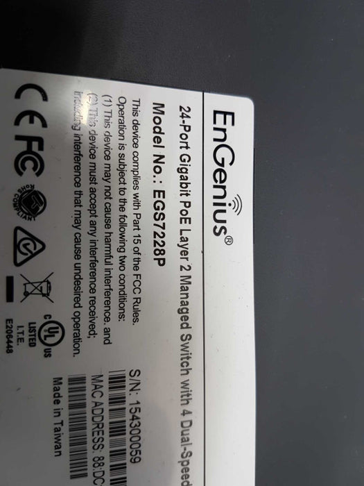 EnGenius EGS7228P 24-Port PoE Layer 2 Managed Network Switch #