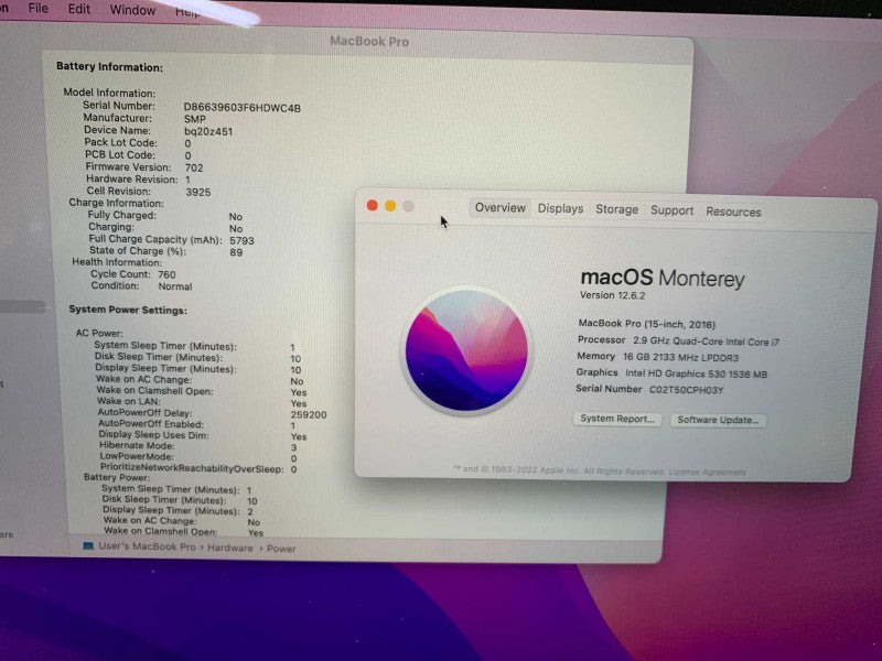 MacBook Pro 15-inch 2016 with i7 CPU 16GB RAM & 500GB Stroage READ  -