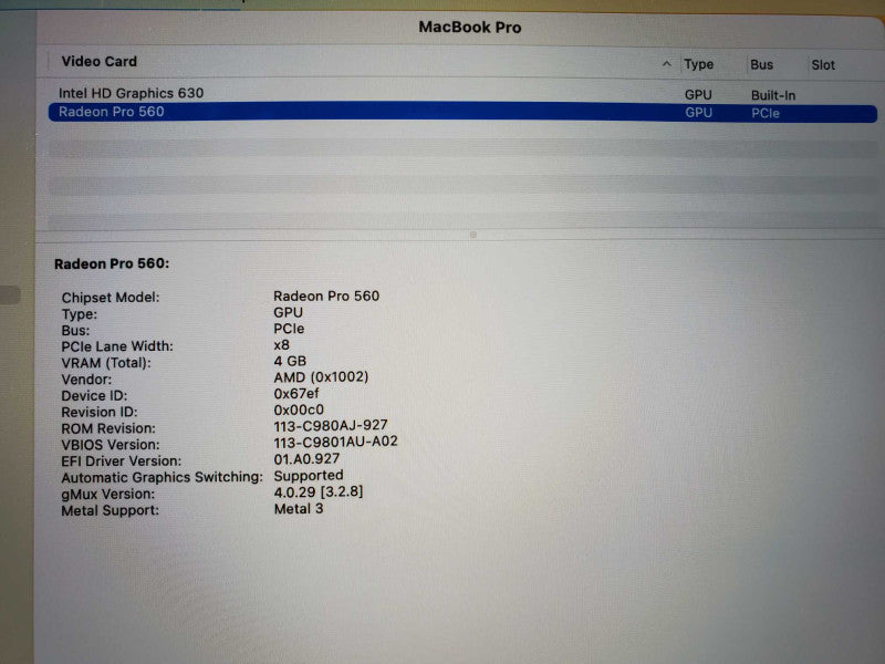 MacBook Pro 2017 Core i7-7920HQ @ 3.1GHz 16GB Ram 500GB SSD [Read] (