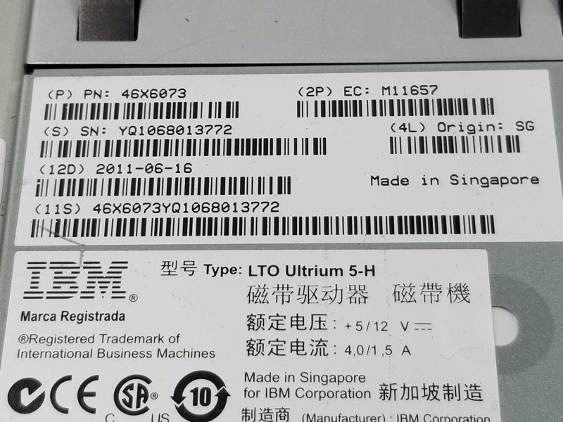 DELL IBM LTO5 SAS HH ultrium5 W/tray TL2000 TL4000 46X9553 46X6073 676R6 5MG42 ~