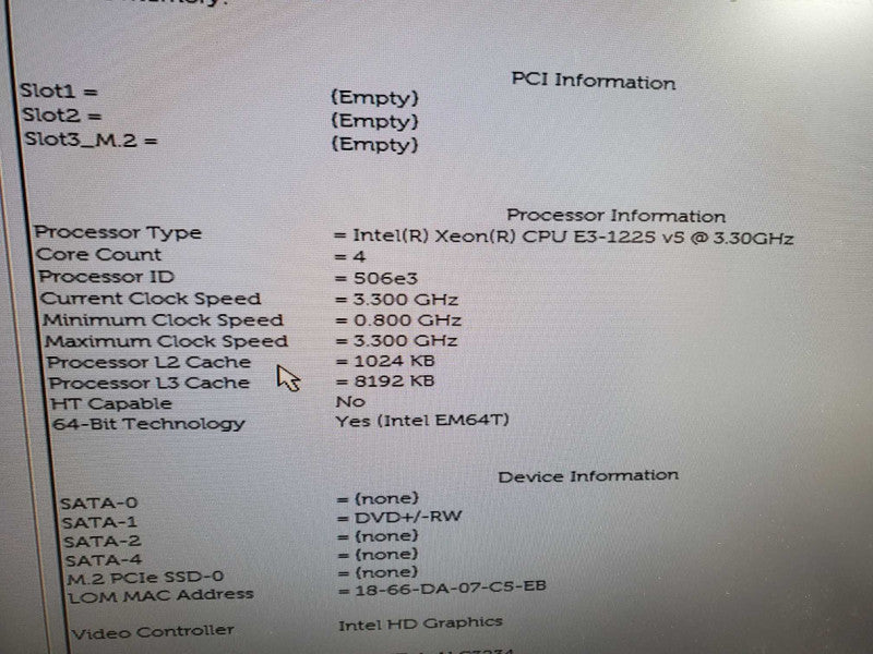 Dell Precision 3420 SFF Xeon E3-1225-V5 3.3GHz 8GB DDR4