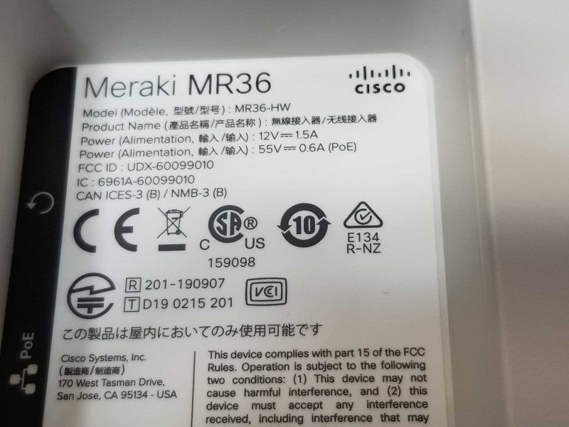 Cisco Meraki MR36-HW wireless access point _