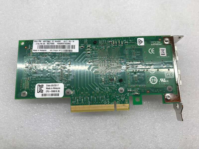IBM Intel X520-DA2 Dual Port 10GbE Server Network Adapter Card 49Y7962 w/2 SFP