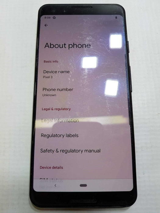 Google Pixel 3 64gb UNLOCKED - no cracks on screen but blemished. #