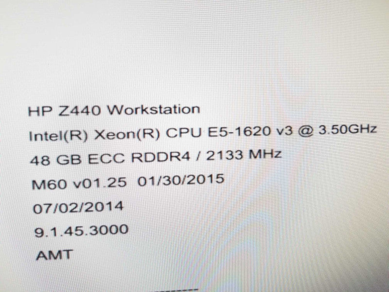 HP z440 Workstation Xeon E5-1620(v3) 3.5 GHz/48GB DDR4, Quadro K4200, No HDDs ~