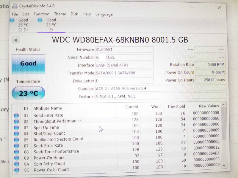 Western Digital WD 8TB 6Gb/S SATA 3.5\\" WD80EFAX Hard Drive _