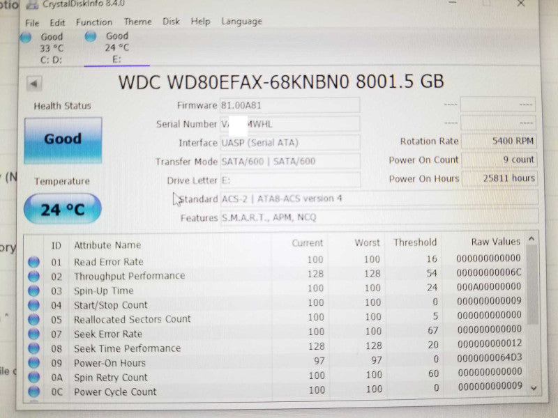 Western Digital WD 8TB 6Gb/S SATA 3.5\\" WD80EFAX Hard Drive _
