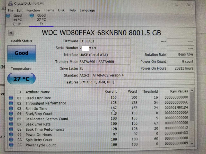 Western Digital WD 8TB 6Gb/S SATA 3.5\\" WD80EFAX Hard Drive _