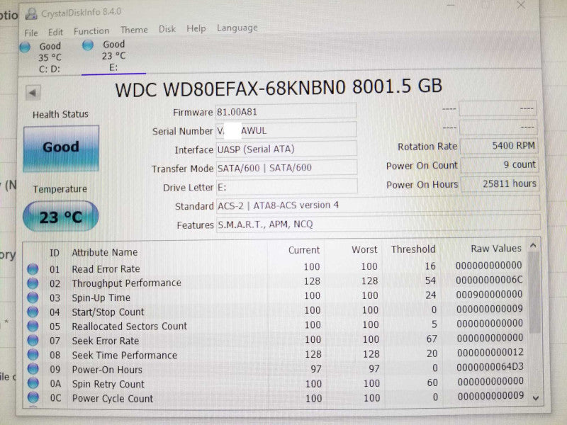 Western Digital WD 8TB 6Gb/S SATA 3.5\\" WD80EFAX Hard Drive _