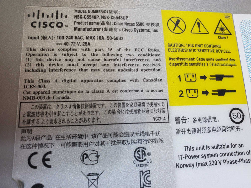 Cisco N5K-C5548UP Nexus 5548UP Dual 750W PSU 32 SFP 10G Port Switch (