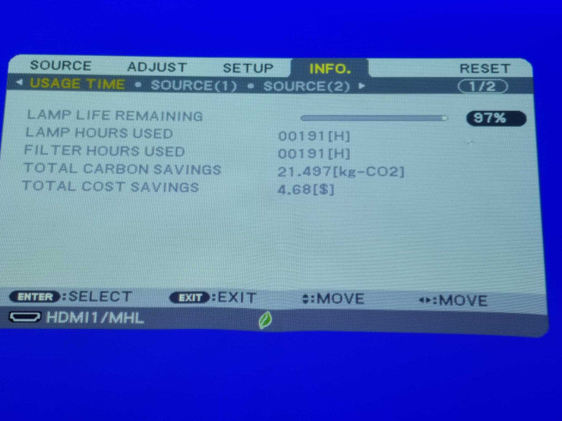 NEC NP-UM351W LCD Projector Ultra Short Throw1080p HDMI Only 191Hrs Lamp Hrs _