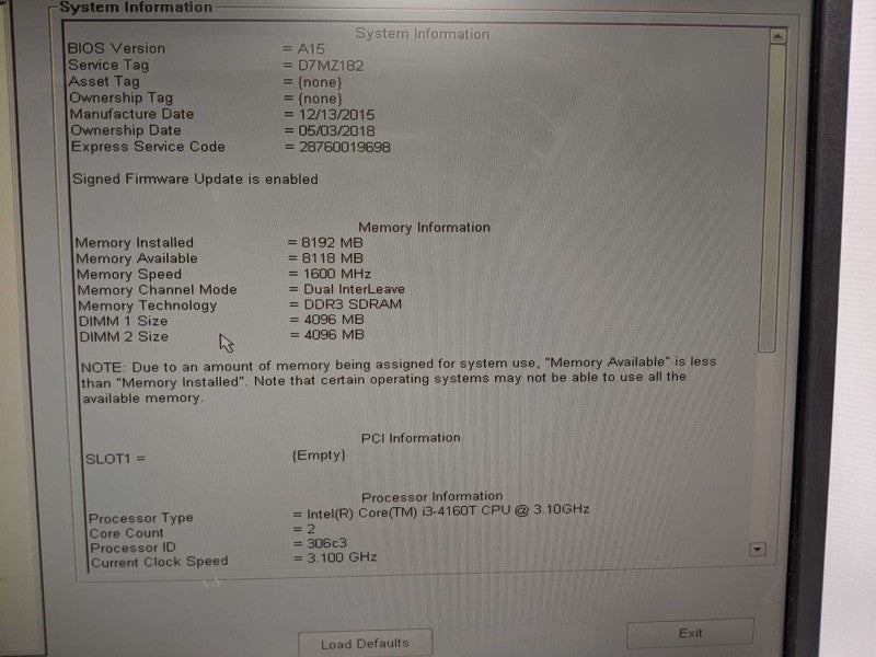 Dell OptiPlex 3020M USFF i3-4160T @ 3.1GHz 8GB DDR3 No HDD