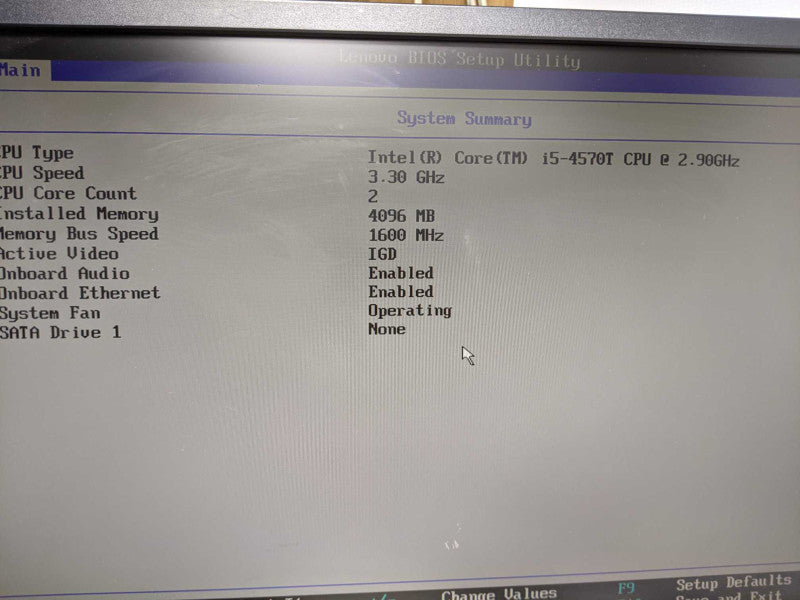Lenovo ThinkCentre USFF i-5-4570T @ 3.2GHz 4GB DDR3 Wifi card No HDD