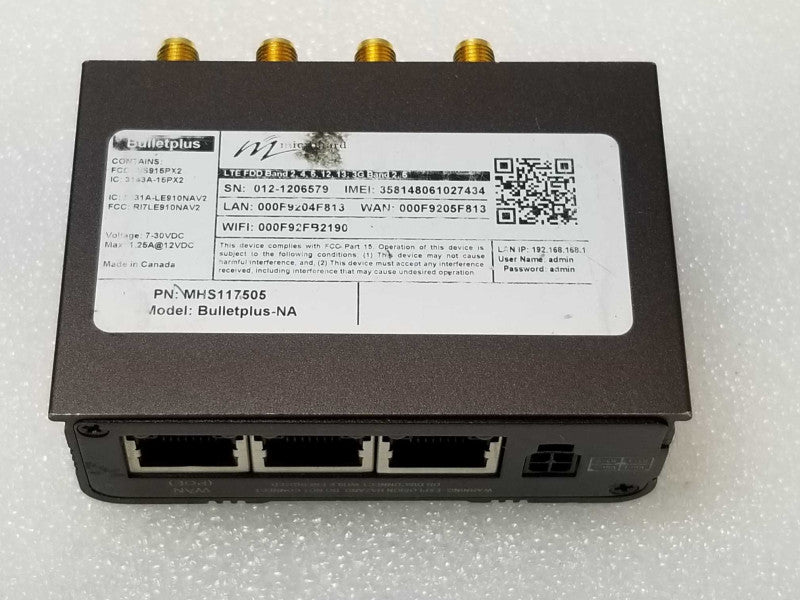 MicroHard Systems Bulletplus-NA LTE-Dual SIM WiFi ETHERNET Cellular Gateway _