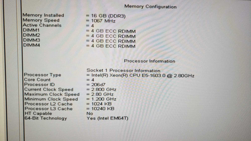 Dell Precision T3600 E5-1603@2.8GHz 16G ECC DDR3 Quadro 600 No HDD [