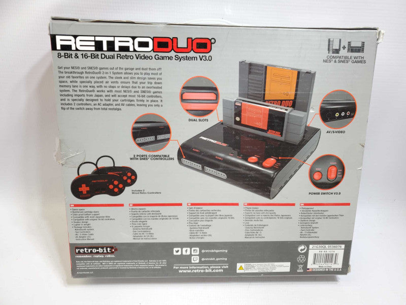 Retro Duo Console SNES & NES Dual 2in1 System Red/Black -2 Controllers OpenBox