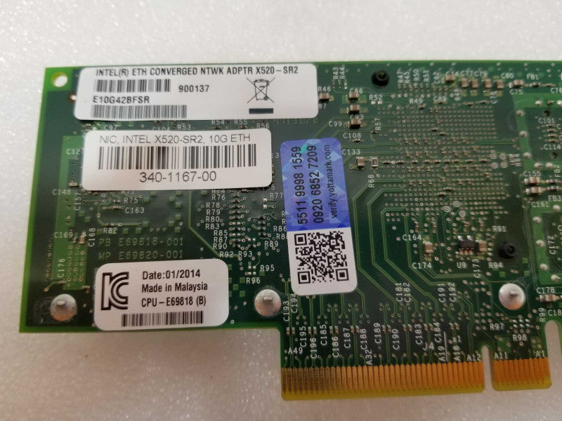 Intel ETH Converged Network Adapter X520-SR2 E10G42BFSR, Low Profile Bracket _