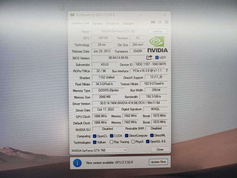 NVIDIA GeForce GTX 760 TI 2 GB GDDR5 (
