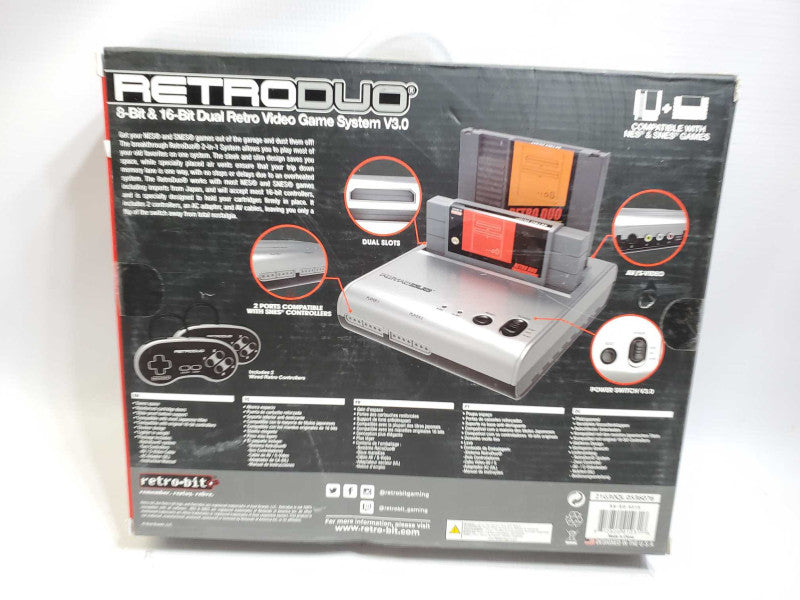 Retro Duo Console SNES & NES Dual 2in1 System GRA/Black -2 Controllers OpenBox
