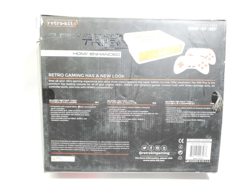 RETRO-BIT SUPER RETRO TRIO PLUS CONSOLE GENESIS NES SNES HDMI / OPEN BOX