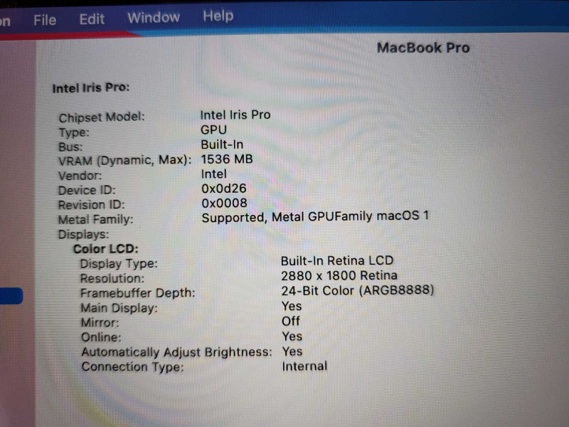 Macbook Pro 2014 15\\" Retina Core i7-4770HQ @ 2.2GHz 16GB Ram 250GB SSD (