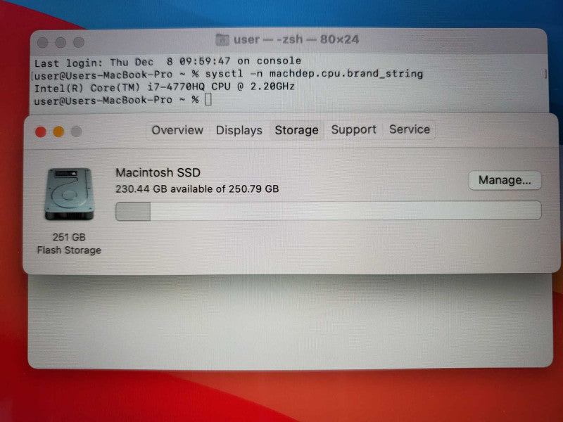Macbook Pro 2014 15\\" Retina Core i7-4770HQ @ 2.2GHz 16GB Ram 250GB SSD (