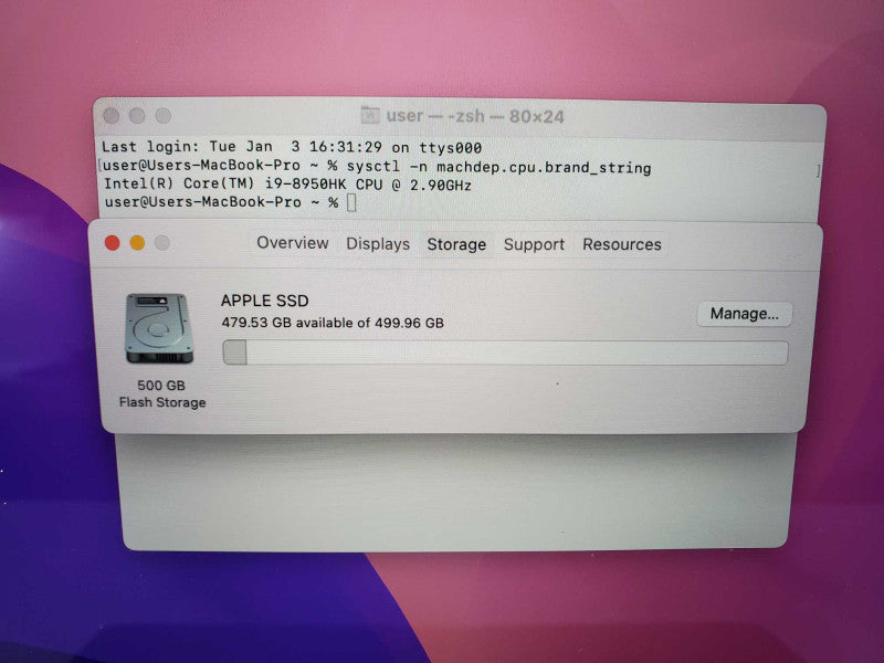 Macbook Pro 2018 Core i9-8950HK @ 2.9GHz 32GB Ram 500GB SSD READ -