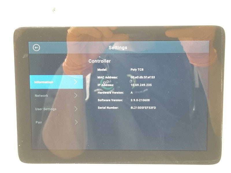 POLY 2201-30760-001 TC8 P020 TOUCH CONTROL DEVICE, Factory Reset _