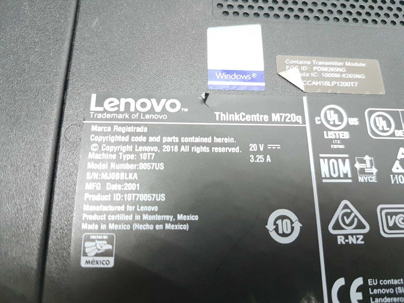 Lenovo Thinkcenter M720q Thinclient I5-8400T @ 1.70ghz / 8gb ram / 120GB SSD #