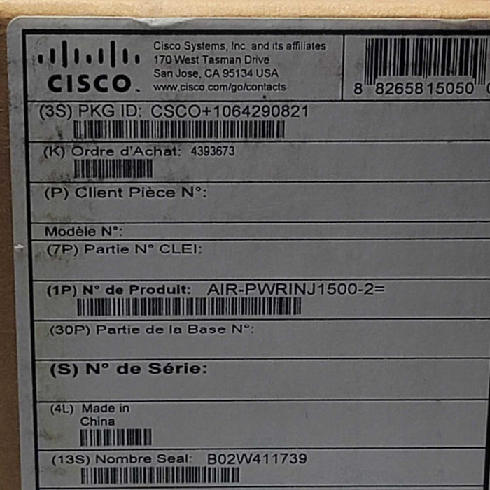 Cisco Aironet AIR-PWRINJ1500-2 Power over Ethernet (PoE) Injector New Sealed