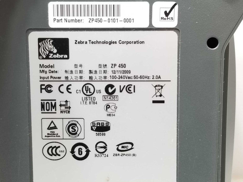 Zebra ZP 450 Thermal Label Printer ZP450-0101-0001, Powers on, AS-IS _