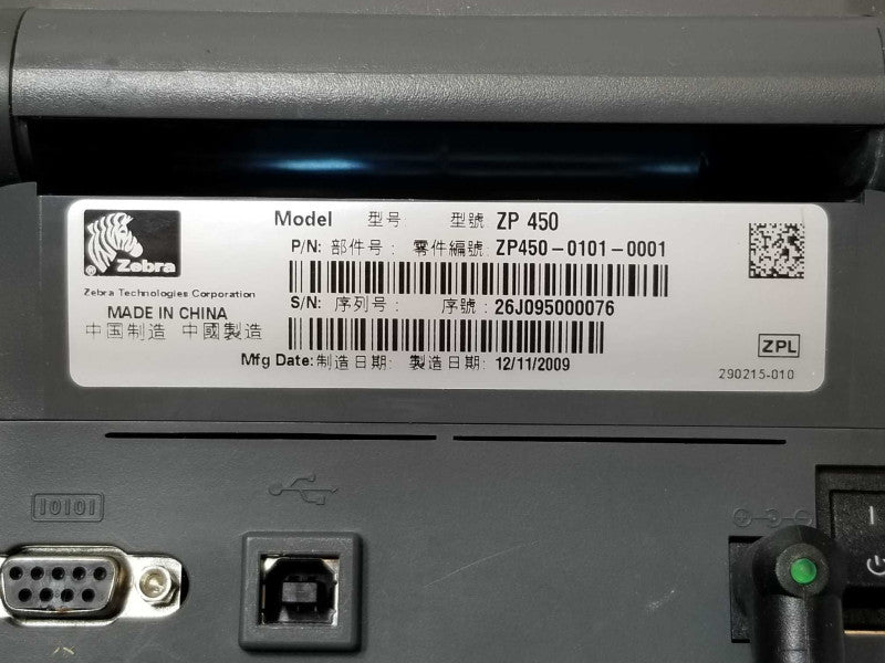 Zebra ZP 450 Thermal Label Printer ZP450-0101-0001, Powers on, AS-IS _