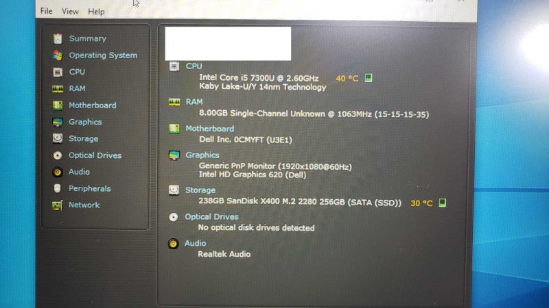 Dell Latitude 5580 25.6\\" i5-7300U@2.6GHz 8GB DDR4 238GB SSD [