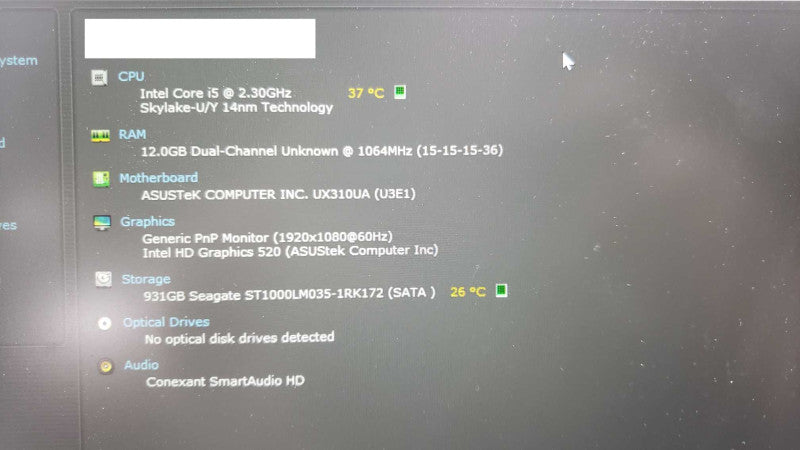 ASUS UX310C 13\\" i5-6200U@2.3GHz 12GB DDR4 1TB HDD [
