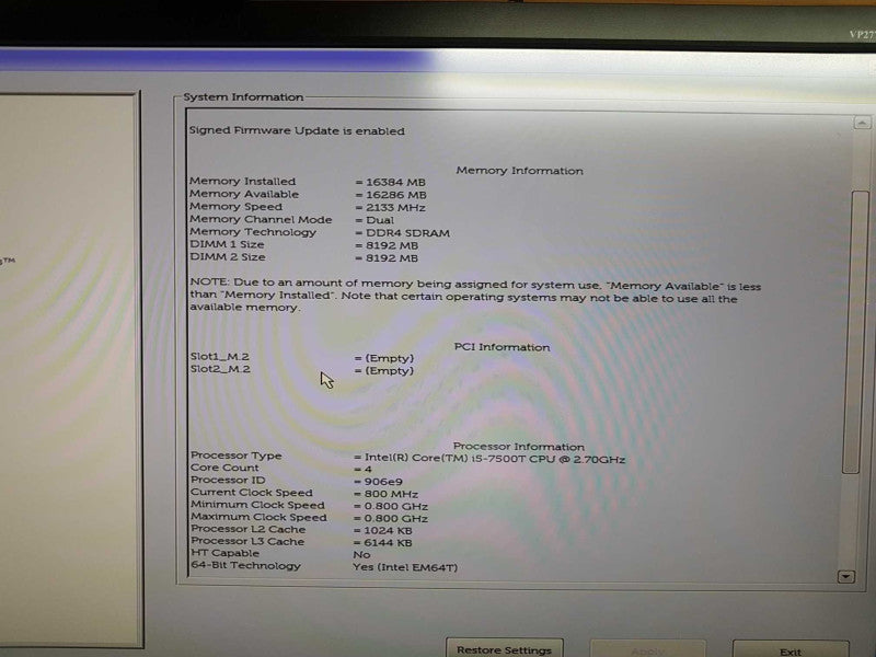Dell D10U002 Thinclient i5-7500T @ 2.70ghz / 16gb ram / READ #
