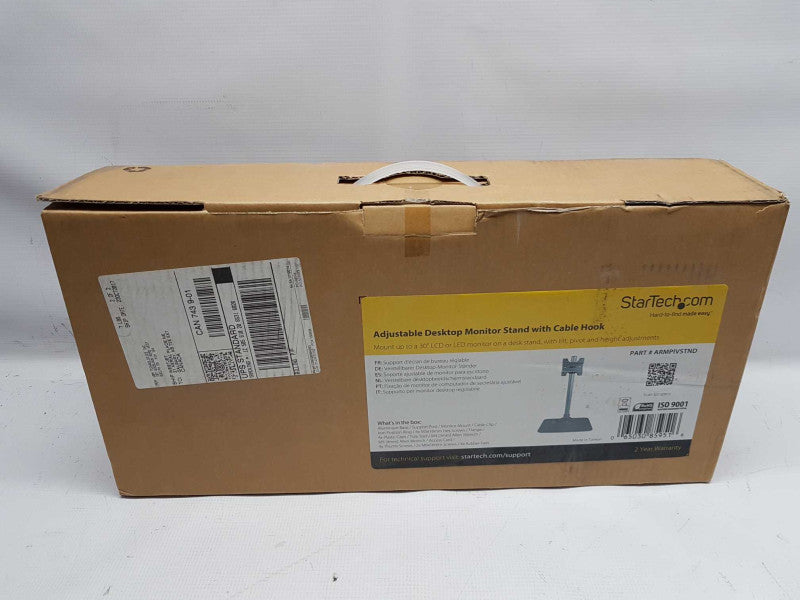 NEW Startech Adjustable Desktop Monitor Stand  W/ Cable Hook  #