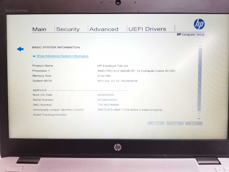 HP EliteBook 745G3, AMD Pro A12-8800B R7, 8GB RAM, 256GB SSD, 14\\" _