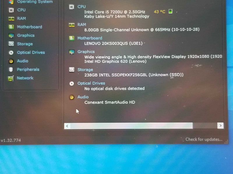 Lenovo ThinkPad E580, Core I5-7200U 2.5GHz, 8GB RAM, 256GB SSD, 15\\" SEE _