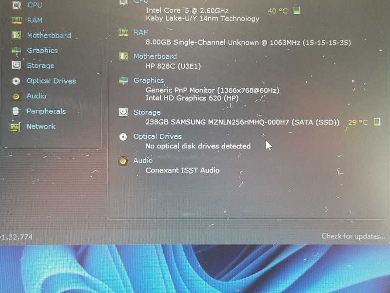 HP EliteBook 840G4, Core I5-7300U 2.6GHz, 8GB RAM, 256GB SSD, No Webcam _