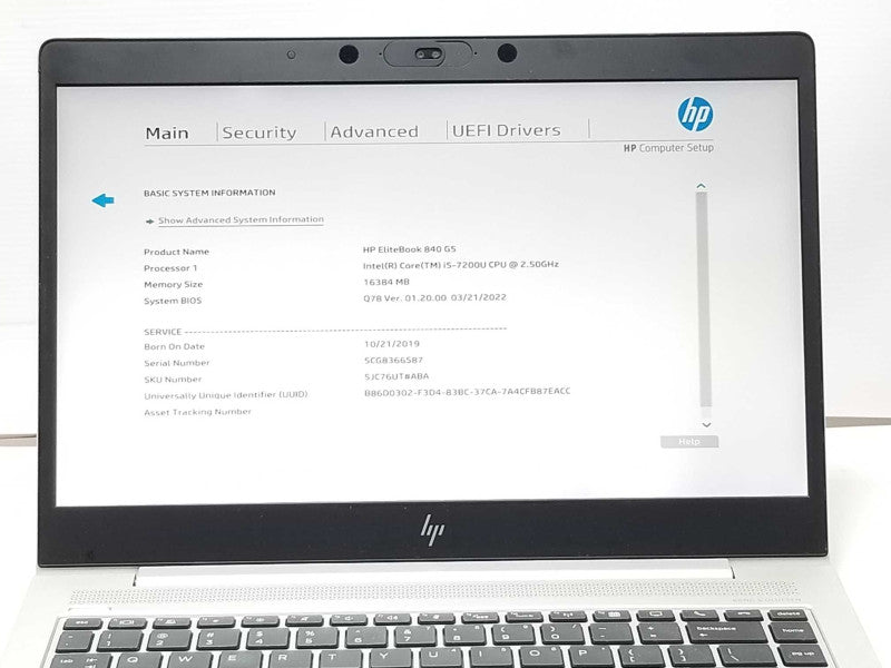 HP EliteBook 840G5, Core I5-7200U 2.5GHz, 16GB RAM, 256GB SSD _